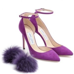 Jimmy Choo Purple Suede & Fur Rosa D’Orsay Pump